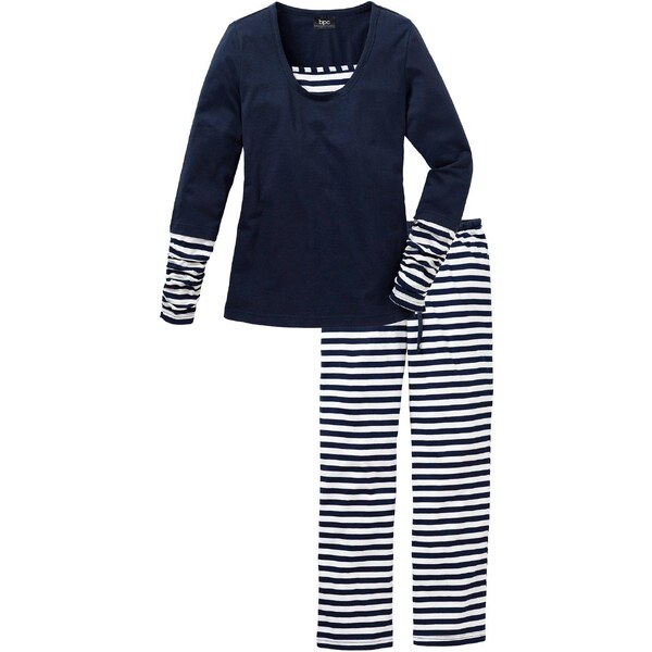 bonprix Pyžamo z čistej bio bavlny, farba modrá 45052022