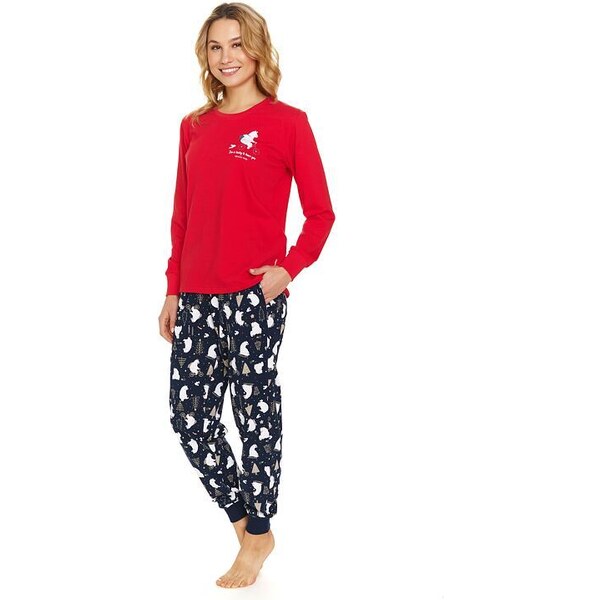 DN Nightwear Dámske dlhé pyžamo Lucky červené 57286356
