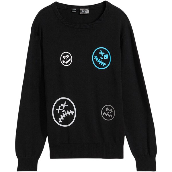 bonprix Jemne pletený pulóver z čistej bavlny, farba čierna 57185736