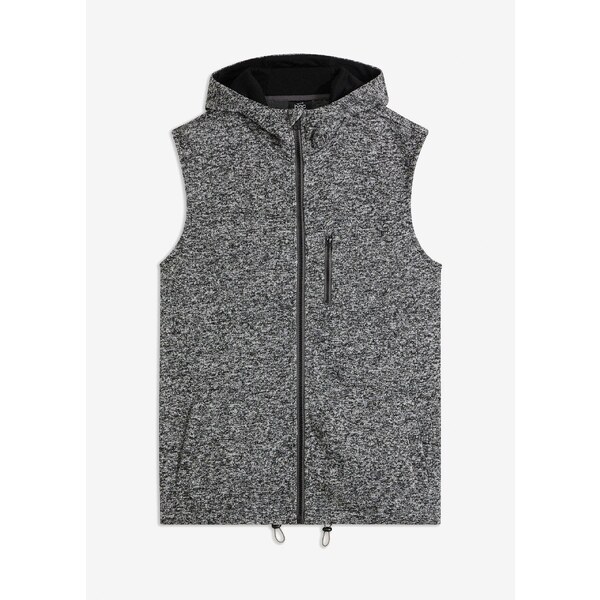 bonprix Pletená vlísová vesta s kapucňou, farba čierna 57156770