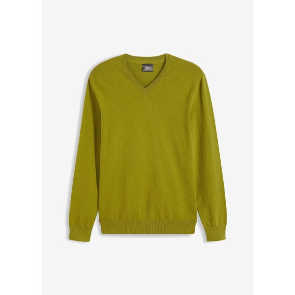 bonprix Pulóver, jemne pletený, z mäkkého mixu bavlny, farba zelená 57156808