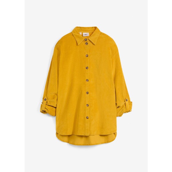 bonprix Kordová košeľa s bočnými rozparkami, farba žltá 57156930