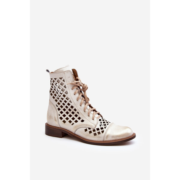 Laserované kožené topánky Zazoo 2695 Zlaté potreté 64653124