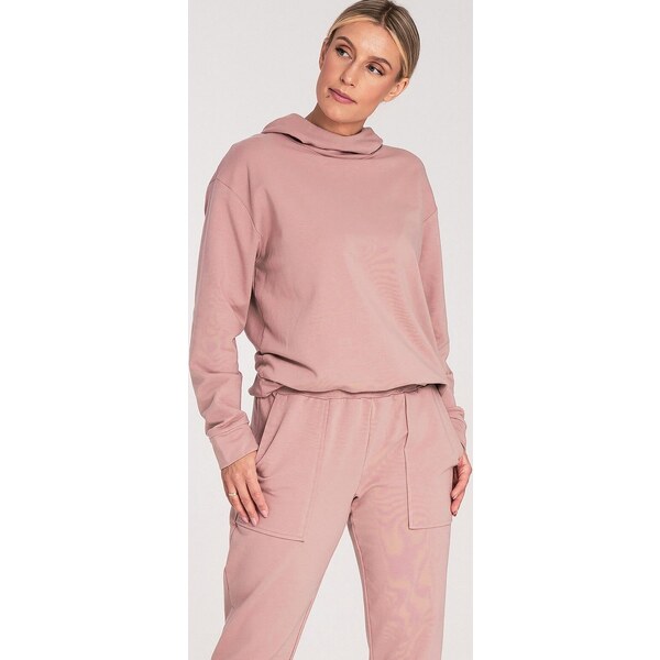 FIGL Tmavoružová dámska bavlnená mikina s kapucňou M1034 Dark rose 57214381