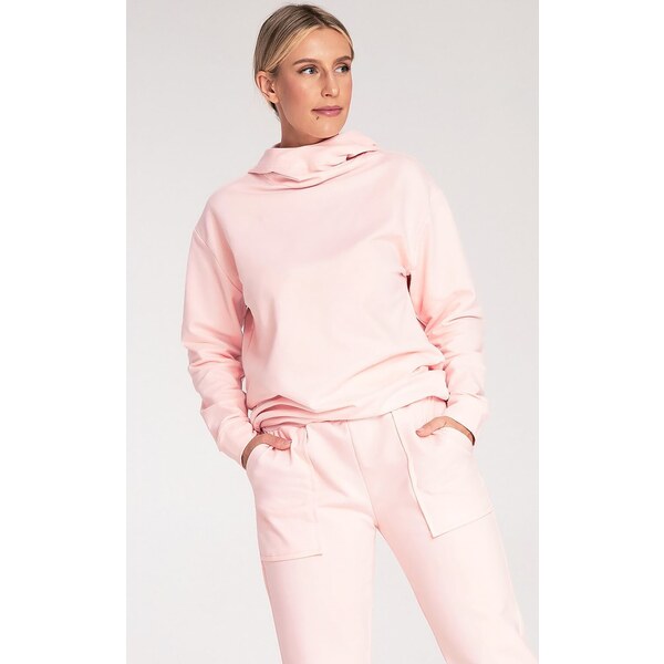 FIGL Svetloružová dámska bavlnená mikina s kapucňou M1034 Light pink 57214382