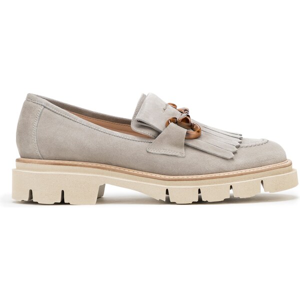 Wittchen Dámske semišové mokasíny so strapcami a prackou šedé 98-D-104 67019907