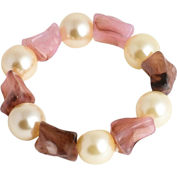 SOHI Náramok Etheldreda ružová / purpurová / perlovo biela 57221694