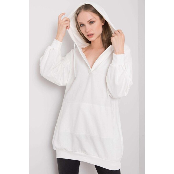 MladaModa Predlžená mikina Olive s kapucňou biela 57233901