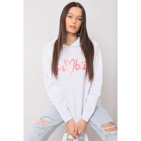 MladaModa Bavlnená mikina Edna s kapucňou a vreckami biela 57234038