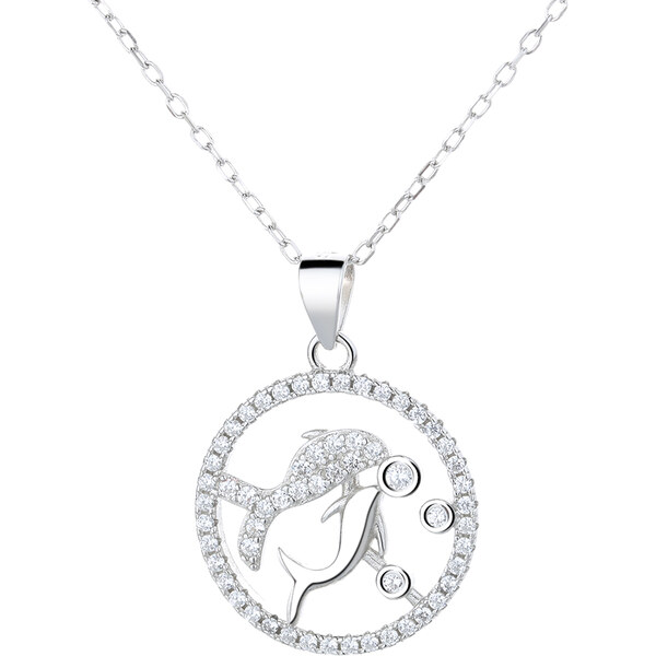 MAJYA Strieborný prívesok s retiazkou so zirkónmi RYBY 11080 64582067