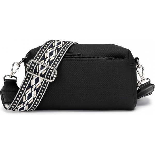 Miss Lulu Kabelka - látková crossbody s etnickým popruhom, čierna 57672390