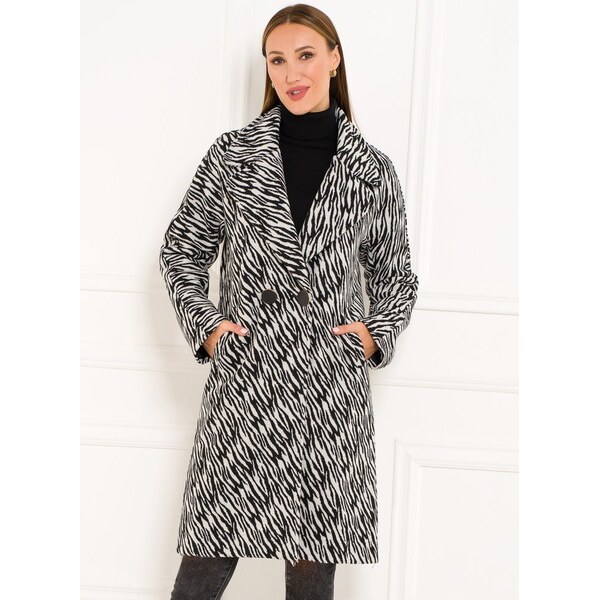 Due Linee Dámsky balónový kabát čiernobiely 27541724