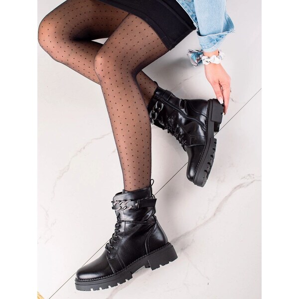 Luxusné čierne členkové topánky pre ženy na plochom podpätku 58288109