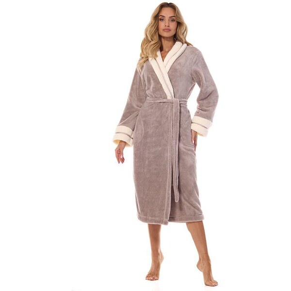 L&L Huňatý župan Madame béžovo-biely 53699896