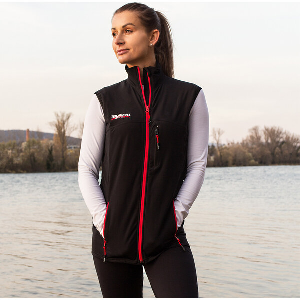TERMOVEL Čierna funkčná dámska vesta na zips 57341288