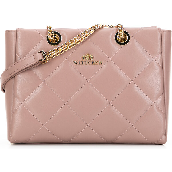 Wittchen Damska torebka skórzana na ramię w pikowanie różowa 99-4E-607 66066118