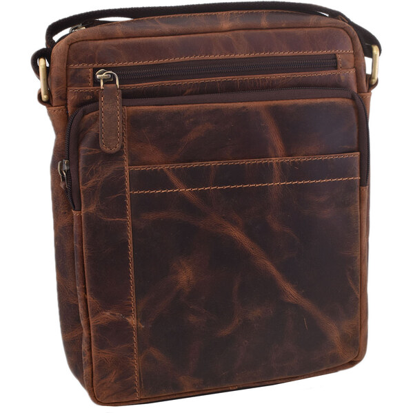 Mercucio Pánske kožené crossbody tmavohnedý hunter 250839 64524506