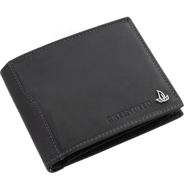 Green Deed Čierna kožená pánska peňaženka na šírku (GPPN455) 57378822