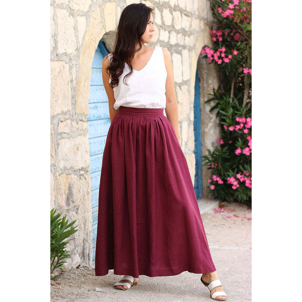 Lotika Linen Česká ľanová dlhá sukňa Lotika 63333912