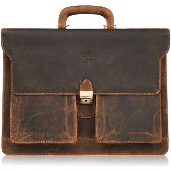 Paolo Peruzzi Pánska kožená aktovka na dokumenty a notebook Vintage T 57402363