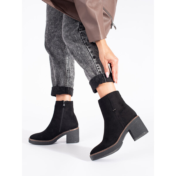 Shelvt Suede black stiletto ankle boots 57565149