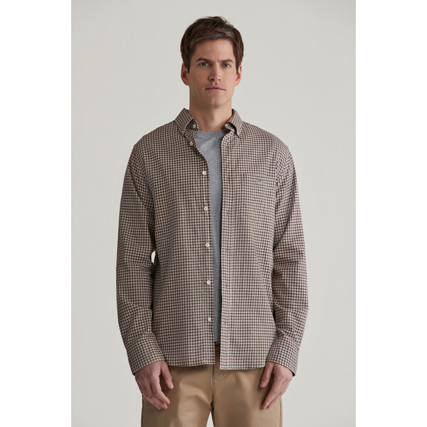 KOŠEĽA GANT REG MICROCHECK FLANNEL SHIRT DARK KHAKI 57412731