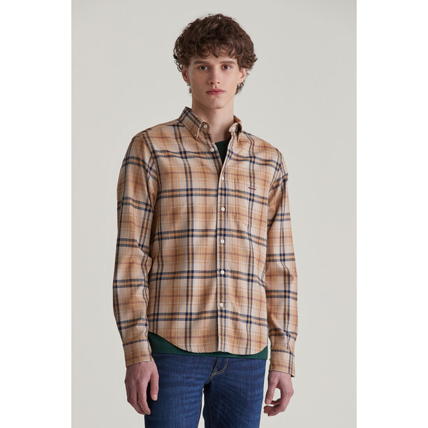 KOŠEĽA GANT REG JASPE FLANNEL PLAID SHIRT CARAMEL BEIGE 57412737
