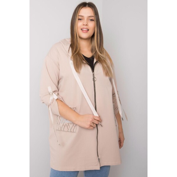 MladaModa Oversize mikina Zurich so zipsom a kapucňou béžová 57436533