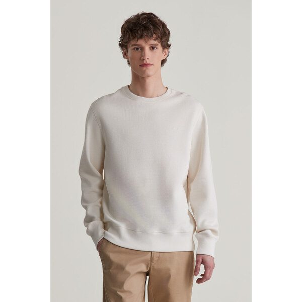 MIKINA GANT WAFFLE C-NECK SWEAT CREAM 57453063