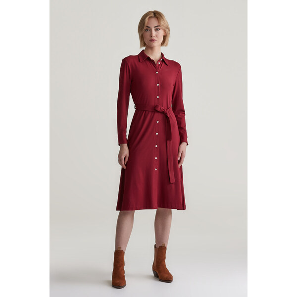 ŠATY GANT SLIM JERSEY SHIRT DRESS PLUMPED RED 57453075