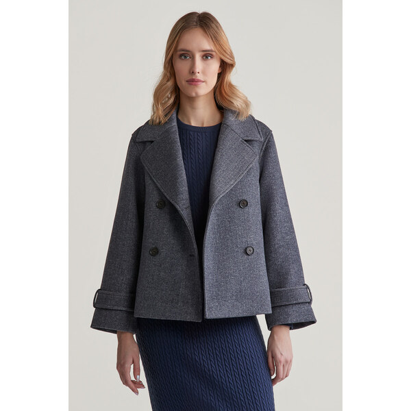BUNDA GANT CROPPED HERRINGBONE WOOL JACKET EVENING BLUE 57453081