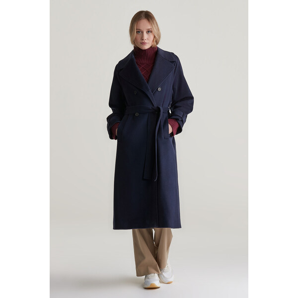 KABÁT GANT WOOL TRENCH COAT EVENING BLUE 57453083