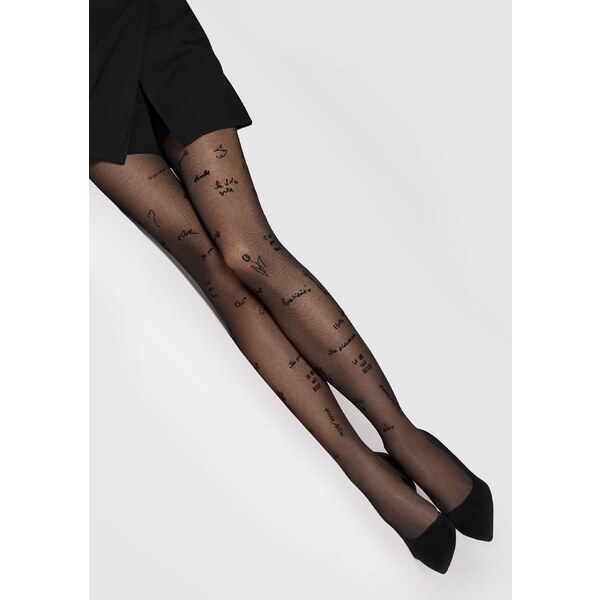 Dámske čierne pančuchy s nápismi ALLURE D15 40 DEN Marilyn 57478170