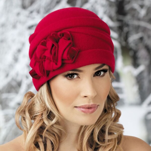 KRUMLOVANKA Dámska červená vlnená čiapka W-0539/001 67045581