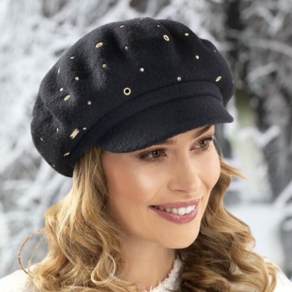 KRUMLOVANKA Dámsky baret so šiltom W-0492/018 čierny 67003489