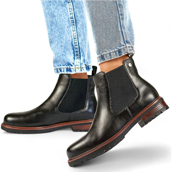 primohurt Čierne dámske čižmy Chelsea s plochou podrážkou, hnedé čižmy 58356707