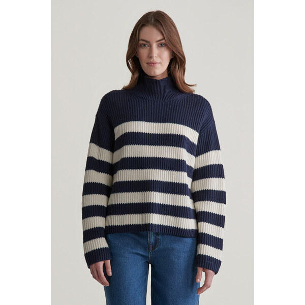 SVETER GANT BRETON STAND COLLAR EVENING BLUE 57512097