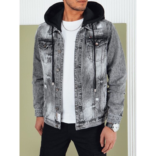 Dstreet Trendy šedá rifľová bunda s kapucňou 57521647