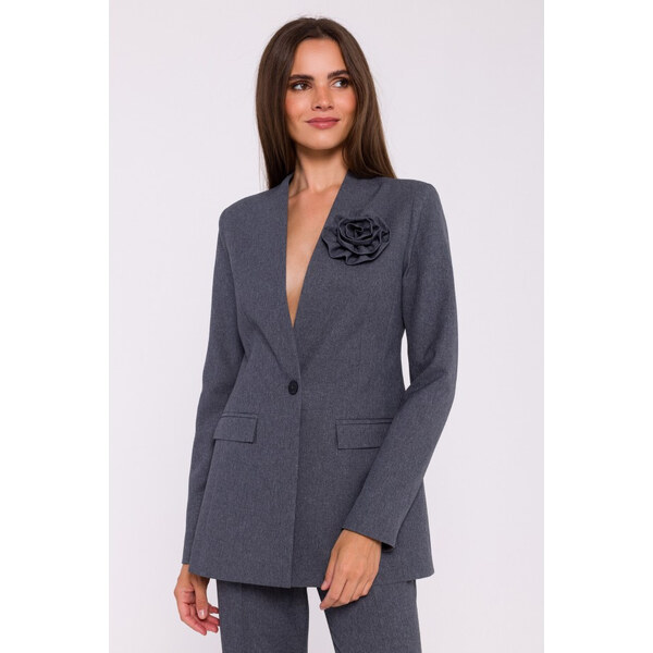 STYLOVE S370 Kvetinová bunda - sivá 57561731