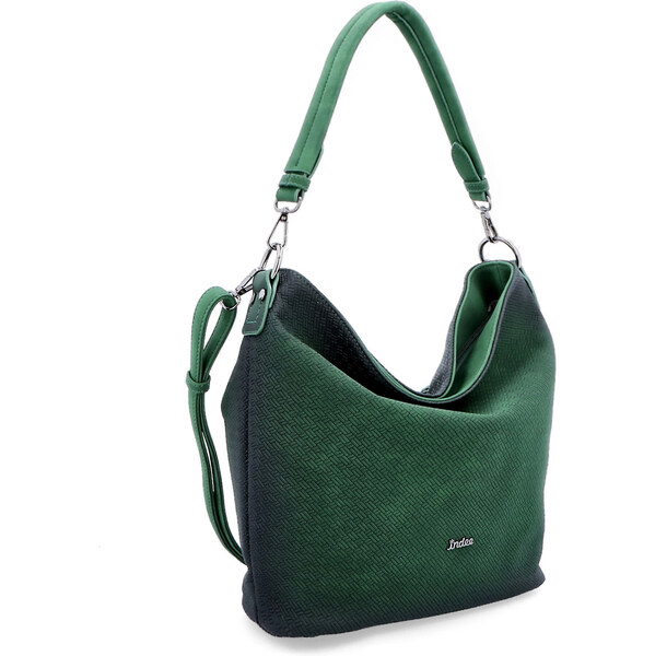 Kabelka zo syntetickej kože cez rameno Indee zelená 6318 TZE 57568561