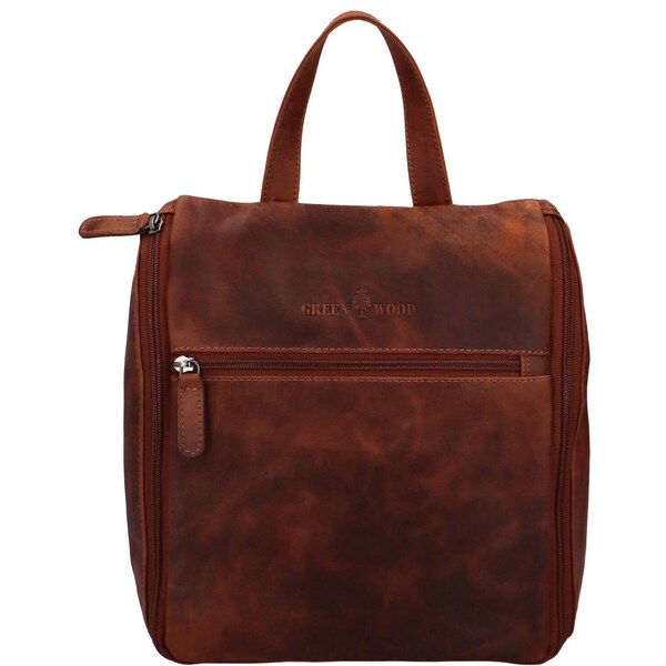Pánsky kožená kozmetická taška hnedá - GreenWood Salah hnedá 57629887