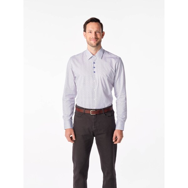 Pánska elegantná košeľa CityZen ALLEN biela/modrá 58159972
