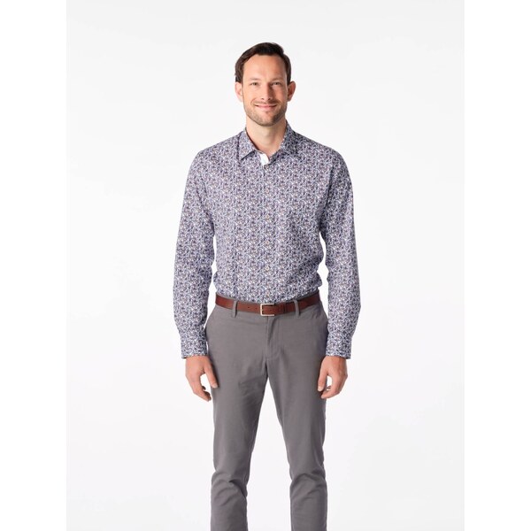 CityZen HANKO Pánska elegantná slim fit košeľa biela/fialová 58160002