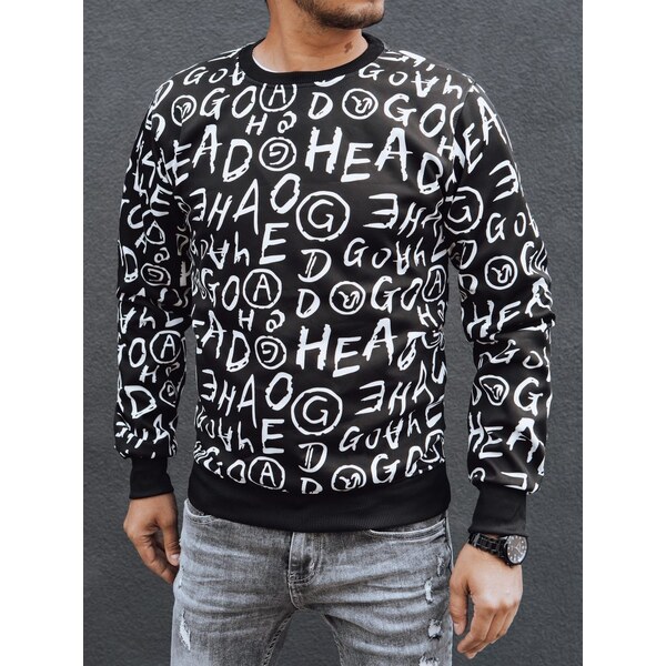 Dstreet Módna čierna mikina s potlačou a bez kapucne 57624417