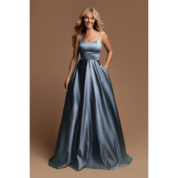 miadresses.sk Svetlomodré spoločenské šaty na ramienka 57629758