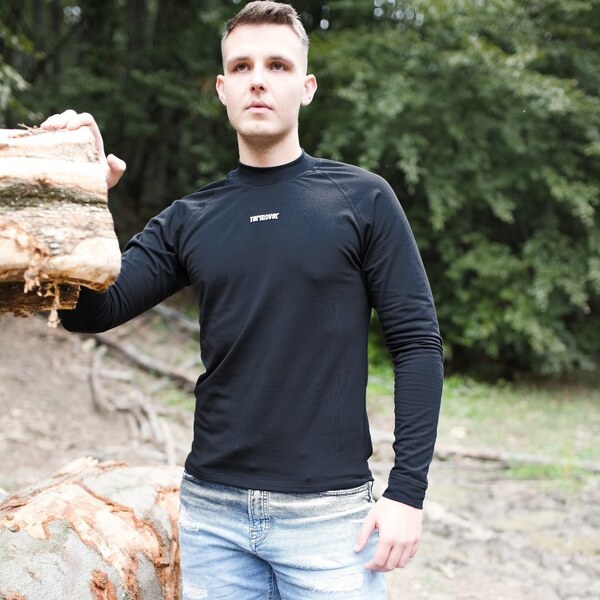 TERMOVEL Pánske čierne funkčné tričko s dlhým rukávom 57642234