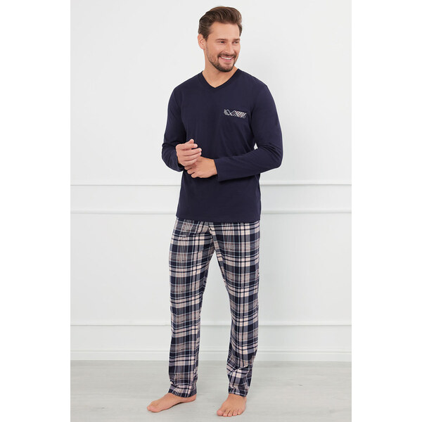 Italian Fashion Pánske bavlnené pyžamo Edwin tmavomodré, Farba 57643752