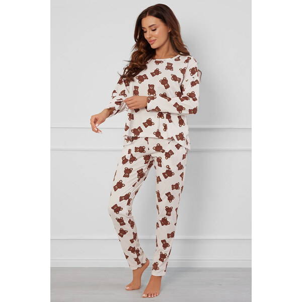 Italian Fashion Dámske bavlnené pyžamo Teddy Bear smotanové, Farba 57643735