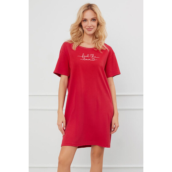 Italian Fashion Dámska nočná košeľa so srdiečkami Evora červená, Farba 57643742