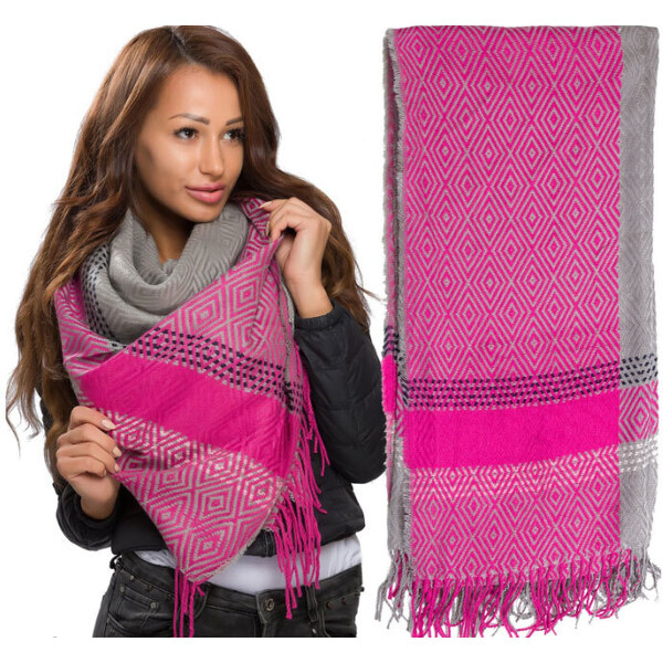 Fashionweek Veľký, teplý moderný šál s geometrickými vzory TC573 48749979